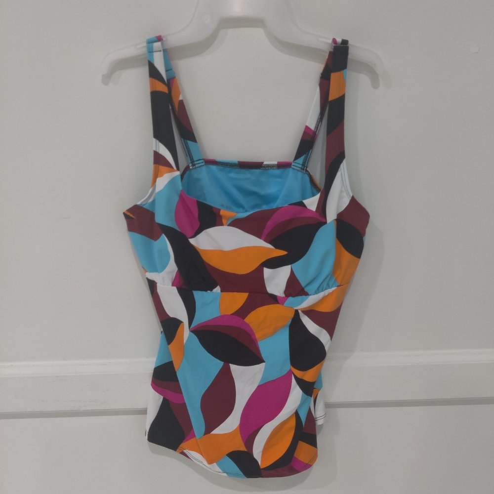Lands End Womens Square Neck Underwire Tankini Abstract Floral 14 $60 6D377